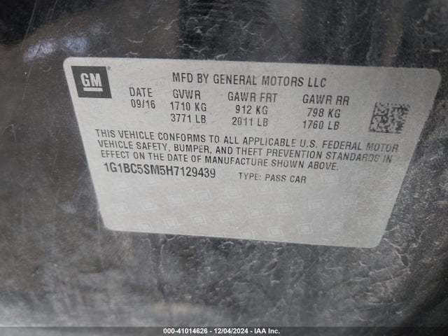 Chevrolet Cruze Ls Auto 2017 1G1BC5SM5H7129439 Image 9