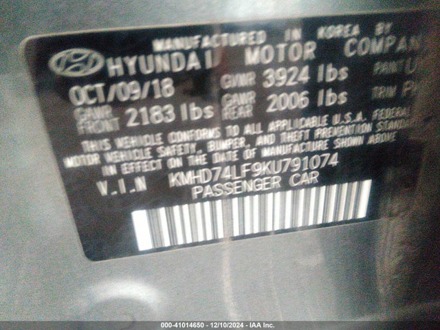 Hyundai ELANTRA SE 2019 KMHD74LF9KU791074 Image 9