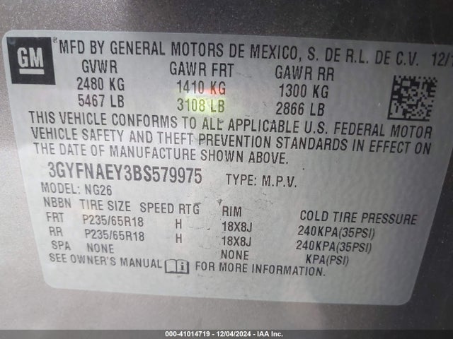 2011 CADILLAC SRX 3GYFNAEY3BS579975 Photo 8