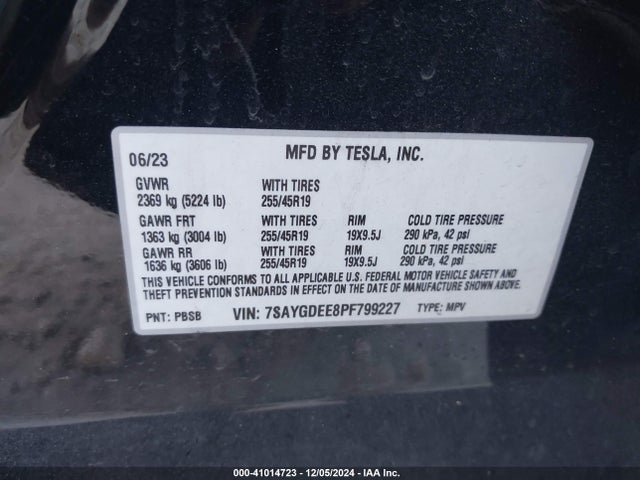 2023 TESLA MODEL Y 7SAYGDEE8PF799227 Photo 8
