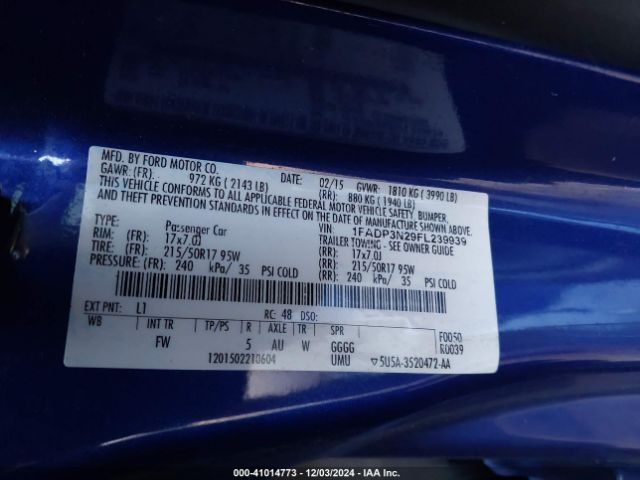 1FADP3N29FL239939 Ford Focus Titanium