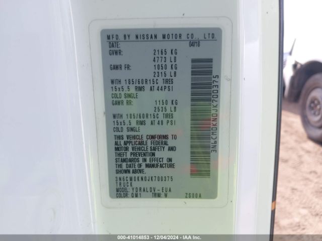 3N6CM0KN0JK700375 Nissan Nv200 S