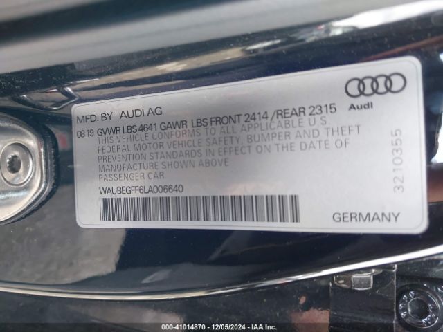 WAUBEGFF6LA006640 Audi A3 Premium 45 Tfsi S Line Quattro S Tronic