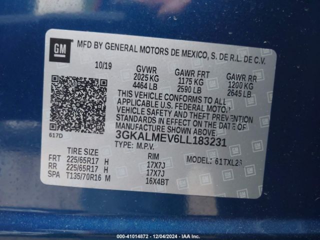 3GKALMEV6LL183231 GMC Terrain Fwd Sle