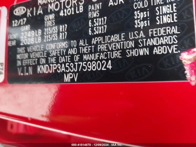 KIA SOUL + 2018 KNDJP3A53J7598024 Image 9