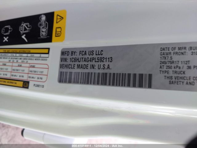 1C6HJTAG4PL592113 Jeep Gladiator Sport S 4x4