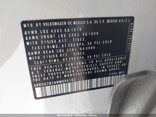 3VVDX7B28NM005182 Volkswagen Taos 1.5t S