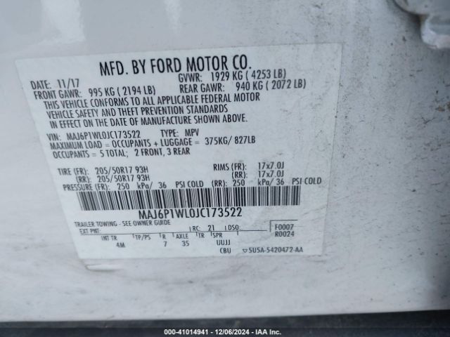 MAJ6P1WL0JC173522 Ford Ecosport Titanium