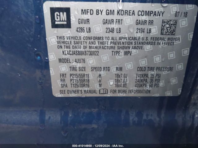 KL4CJASB8KB730822 Buick Encore Fwd Preferred