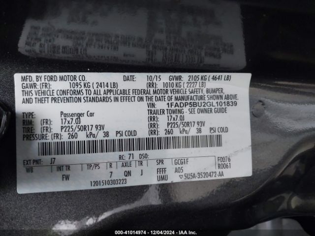 1FADP5BU2GL101839 Ford C-max Hybrid Sel