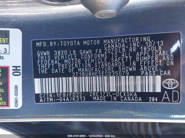 Toyota Corolla S Plus 2014 2T1BURHE5EC035079 Image 9