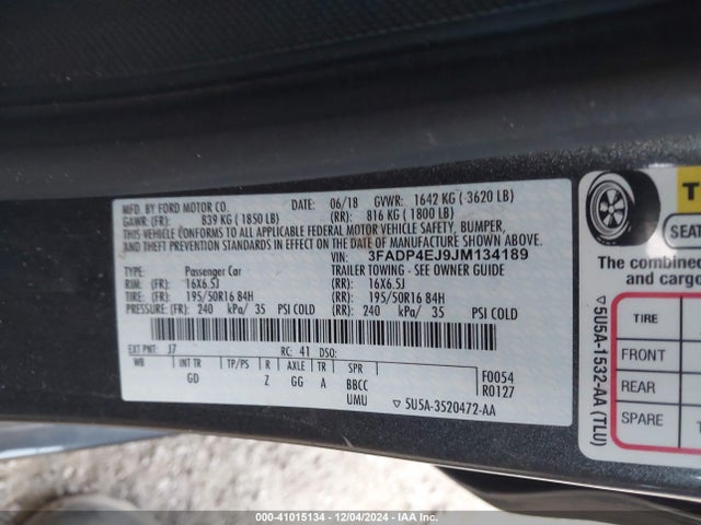 Ford FIESTA SE 2018 3FADP4EJ9JM134189 Image 9