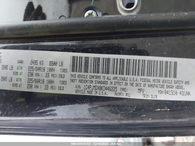 1C4PJMDX8KD446225 Jeep Cherokee Limited 4x4