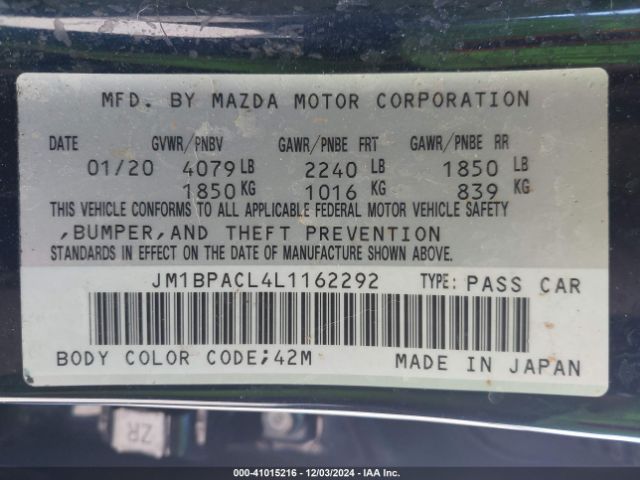 JM1BPACL4L1162292 Mazda Mazda3 Select Package