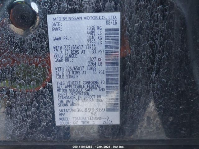 5N1AT2MT3GC899369 Nissan ROGUE S