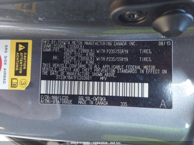 2T2ZK1BA1FC202661 Lexus RX 350