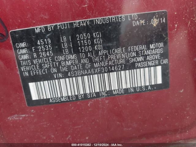 4S3BNAA6XF3014627 Subaru Legacy 2.5i