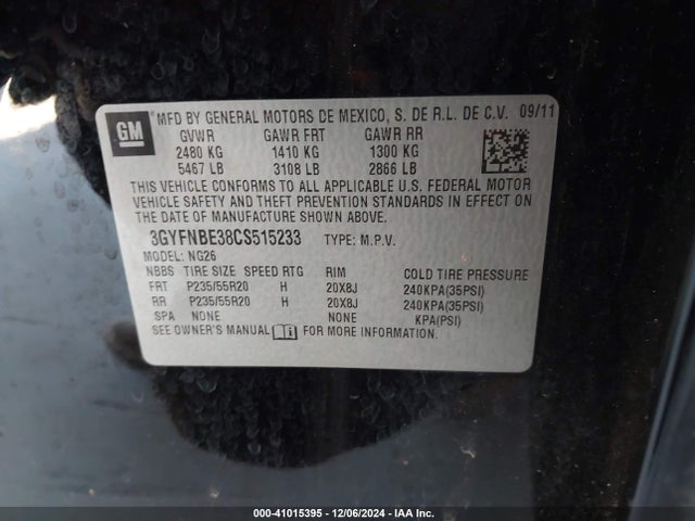 2012 CADILLAC SRX 3GYFNBE38CS515233 Photo 8