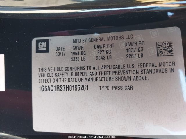 1G6AC1RS7H0195261 Cadillac Ats Premium Performance