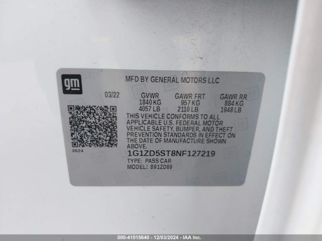 1G1ZD5ST8NF127219 Chevrolet Malibu Fwd Lt