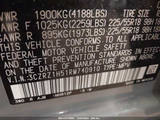 3CZRZ1H51RM740910 Honda Hr-v 2wd Sport/2wd Sport W/o Bsi