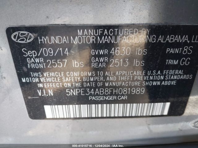 5NPE34AB8FH081989 Hyundai Sonata Sport 2.0t