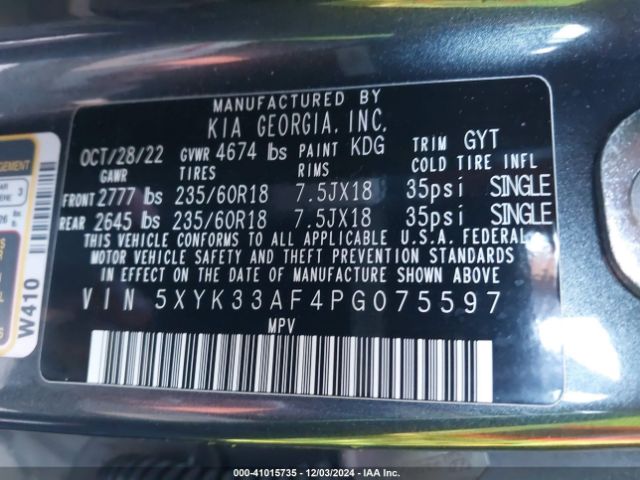 5XYK33AF4PG075597 KIA Sportage Ex