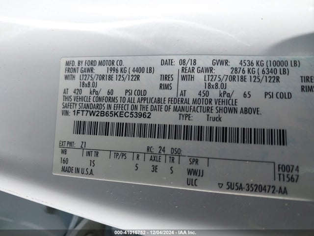 Ford F-250 Xl 2019 1FT7W2B65KEC53962 Image 9
