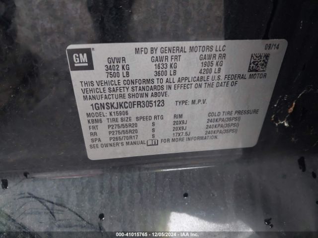 1GNSKJKC0FR305123 Chevrolet Suburban 1500 Lt