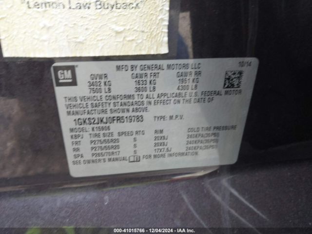 1GKS2JKJ0FR519783 GMC Yukon Xl 1500 Denali