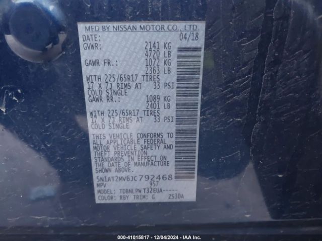 5N1AT2MV6JC792468 Nissan ROGUE S