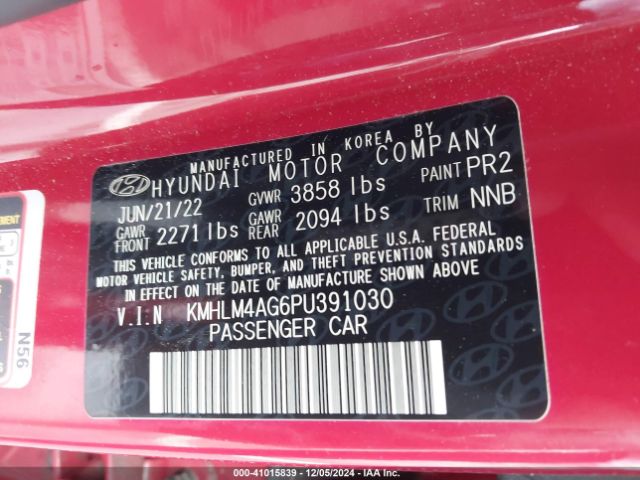 KMHLM4AG6PU391030 Hyundai ELANTRA SEL