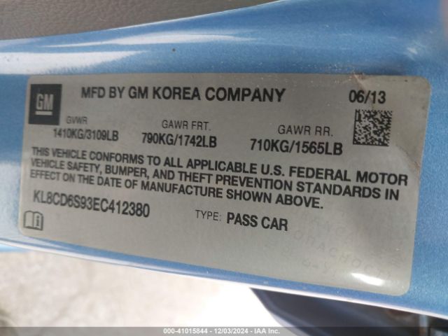 KL8CD6S93EC412380 Chevrolet Spark 1lt Auto