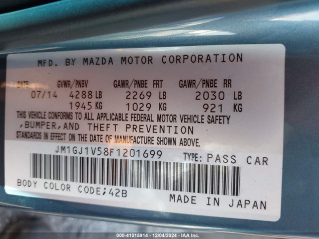 JM1GJ1V58F1201699 Mazda Mazda6 I Touring