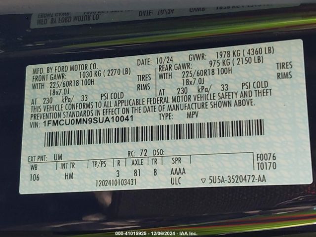 1FMCU0MN9SUA10041 Ford Escape St-line