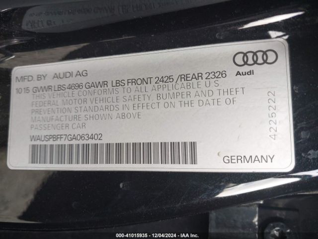 WAUSPBFF7GA063402 Audi A3 E-tron 1.4t Premium