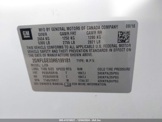 2GNFLGE33H6199181 Chevrolet Equinox Premier