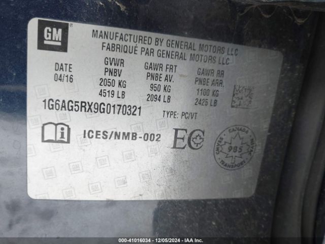 1G6AG5RX9G0170321 Cadillac Ats Standard