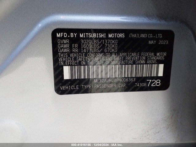 ML32AUHJ8PH006363 Mitsubishi MIRAGE ES