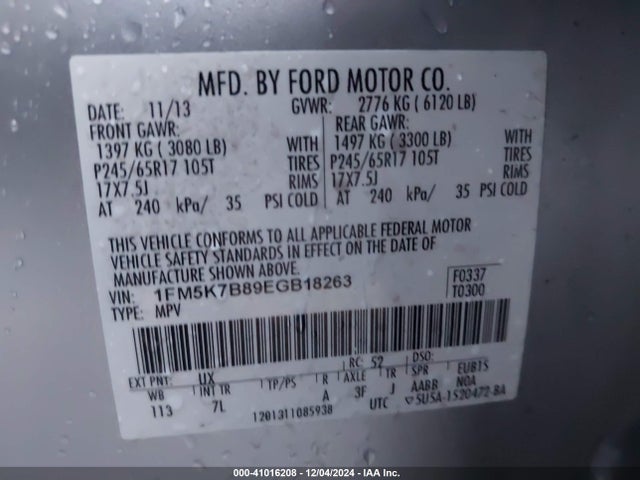 Ford Explorer 2014 1FM5K7B89EGB18263 Image 9