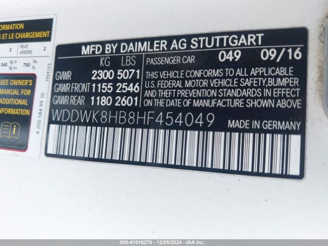 WDDWK8HB8HF454049 Mercedes-Benz Amg C 63 S