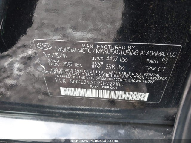 Hyundai SONATA SE 2018 5NPE24AF9JH722100 Image 9
