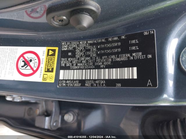 5TDDKRFH0ES054464 Toyota Highlander Limited V6