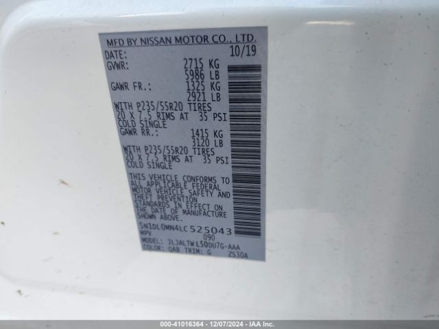 5N1DL0MN4LC525043 Infiniti QX60 LUXE