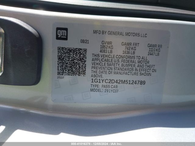 1G1YC2D42M5124789 Chevrolet Corvette Stingray Rwd  3lt