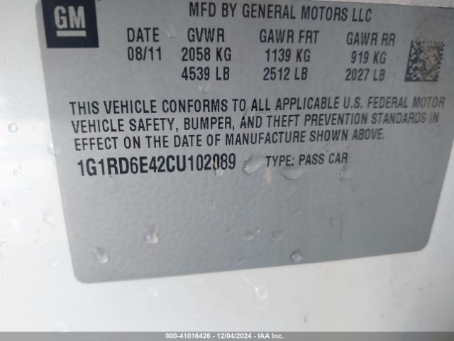2012 CHEVROLET VOLT 1G1RD6E42CU102089 Photo 8