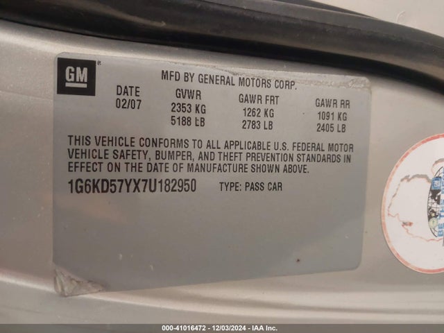 2007 CADILLAC DTS 1G6KD57YX7U182950 Photo 8