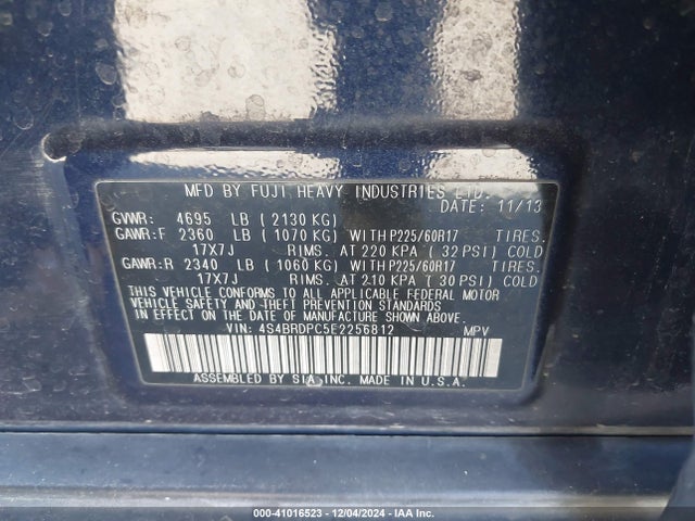 4S4BRDPC5E2256812 Subaru Outback 3.6r Limited