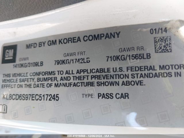 KL8CD6S97EC517245 Chevrolet Spark 1lt Auto