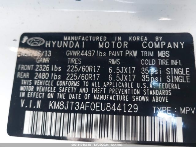 KM8JT3AF0EU844129 Hyundai TUCSON GLS